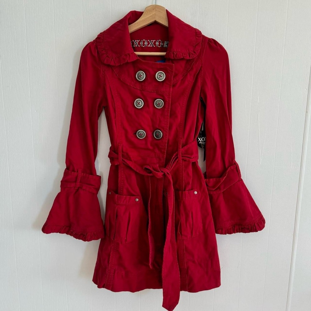 XOXO bell sleeve red peacoat jacket